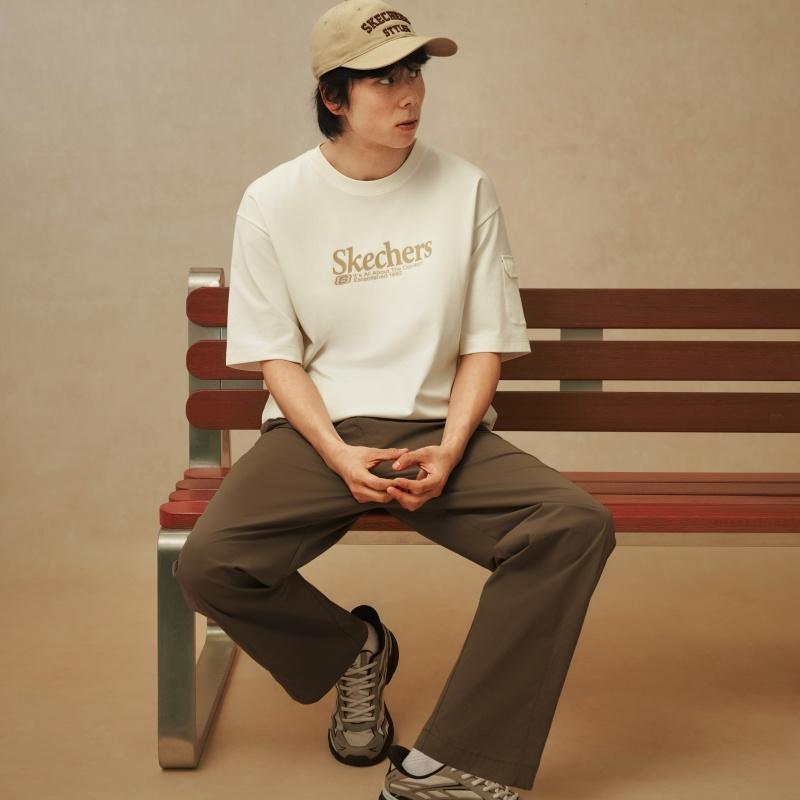 Skechers Loose Fit Round Neck Pullover Short Sleeve Comfortable Breathable T-Shirt Men tops L226M004-0074