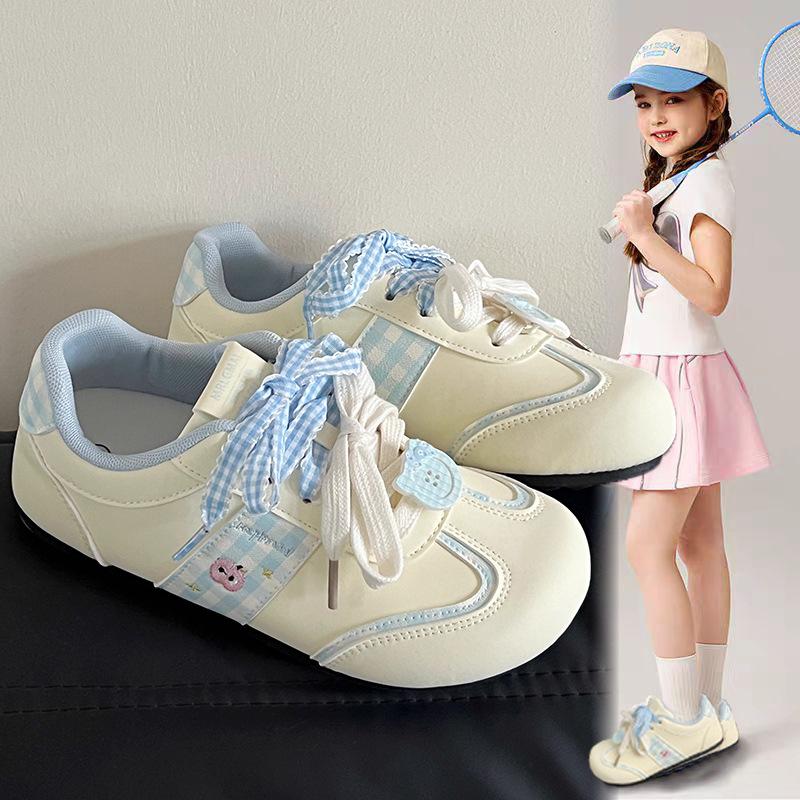 Girls' German Training Shoes 2025 New Autumn Fashion Sports Shoes Children's Puff Board Shoes Students Wear White Shoes Tide