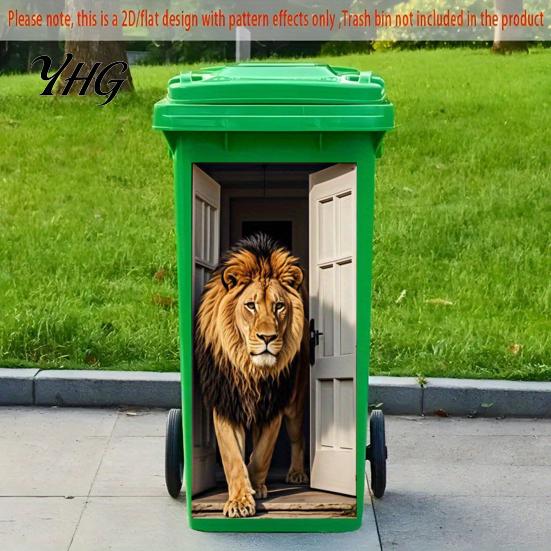 Decorative Adhesive for Household Bins Cartoon Animal Trash Can Sticker, Colorful Self-Adhesive PVC Decal, Waterproof Cute Fun Home Decor Cans Cat Dog