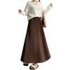 Pleated Long Maxi Flared Elastic Solid Office Casual Winter [OGCPWYQZ] Women's Skirt, Skirt, Skirt, A-Line, Waist, Soft, Cute, Color, Wear, Stylish,