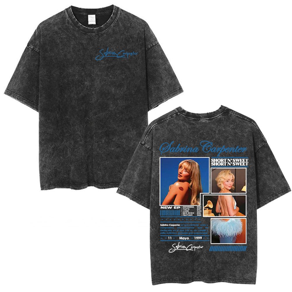 Sabrina Carpenter Short N Sweet Tour Washed Graphic Tshirt Men Women Summer Cotton Casual Oversized Short Sleeve T Shirts Tops