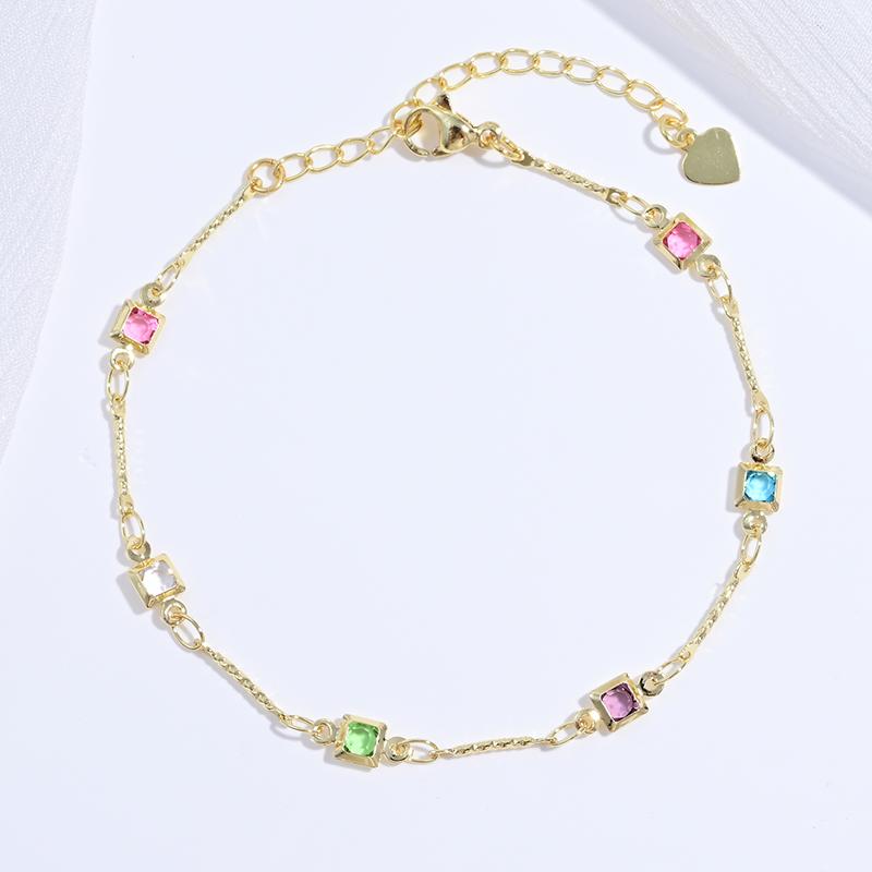 

HECHENG,Colorful Zirconia Splicing Necklace Bracelet Simple Fashion Women s Jewellery Body Chain Lock Bone Chain 1 Piece Other