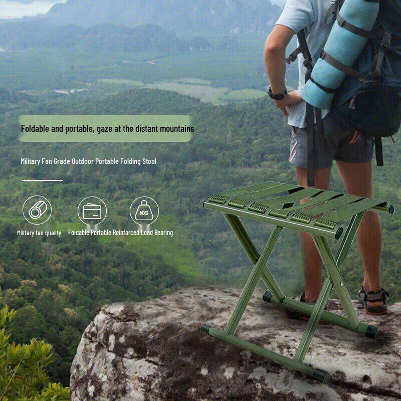 Large Portable Folding Thickened Metal Stool for Outdoor, Fishing, or Picnic Use.