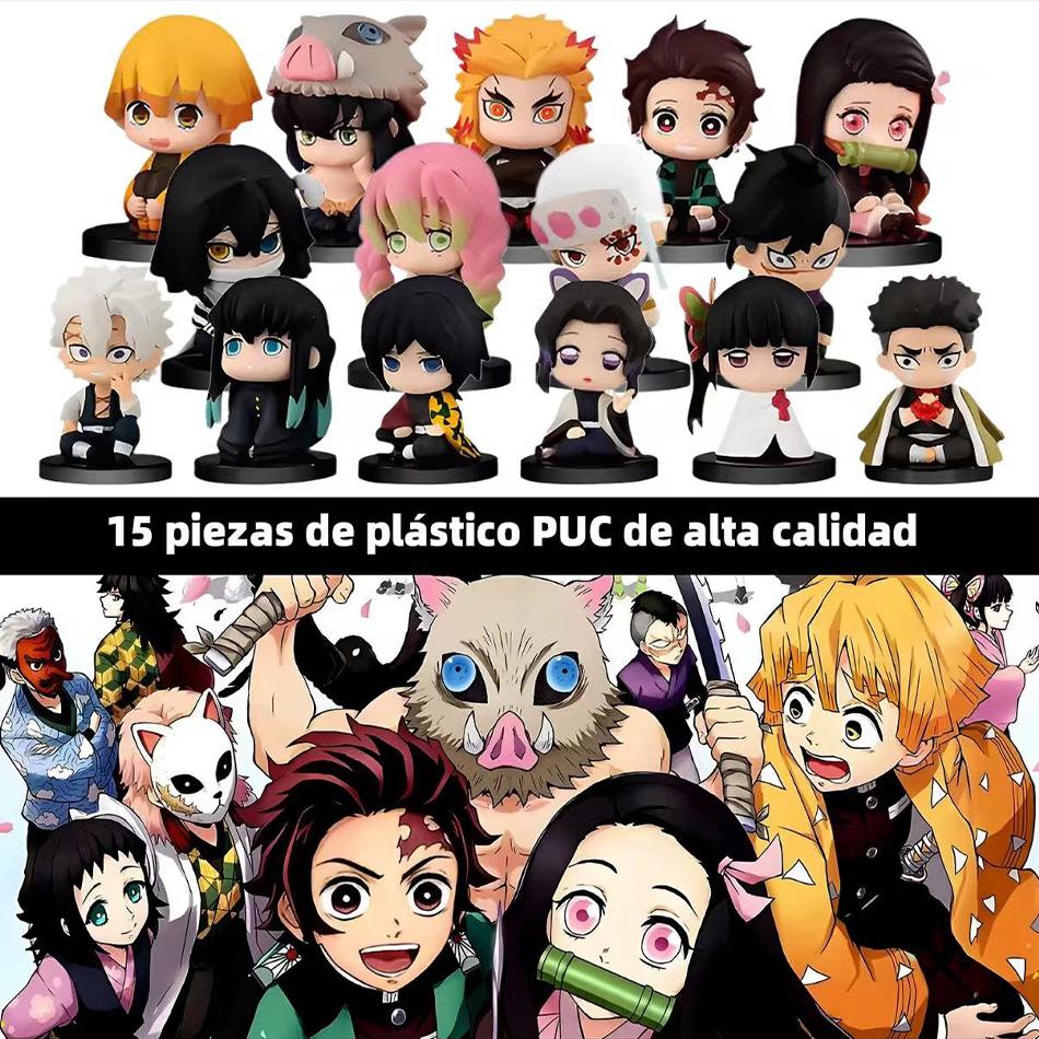 15pcs/5pcs Q Version Demon Slayer Action Figures Collection Sitting Ghost Dolls including Tanjiro Nishikata Inosuke Zenitsu Movie
