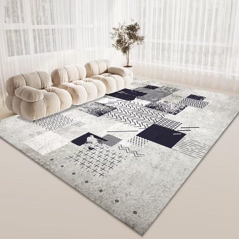 Wind Living Room Coffee Table Carpet, Room Bedroom Crystal Velvet Floor Mat, Home Dirt-Resistant Large Area Full Floor Mat