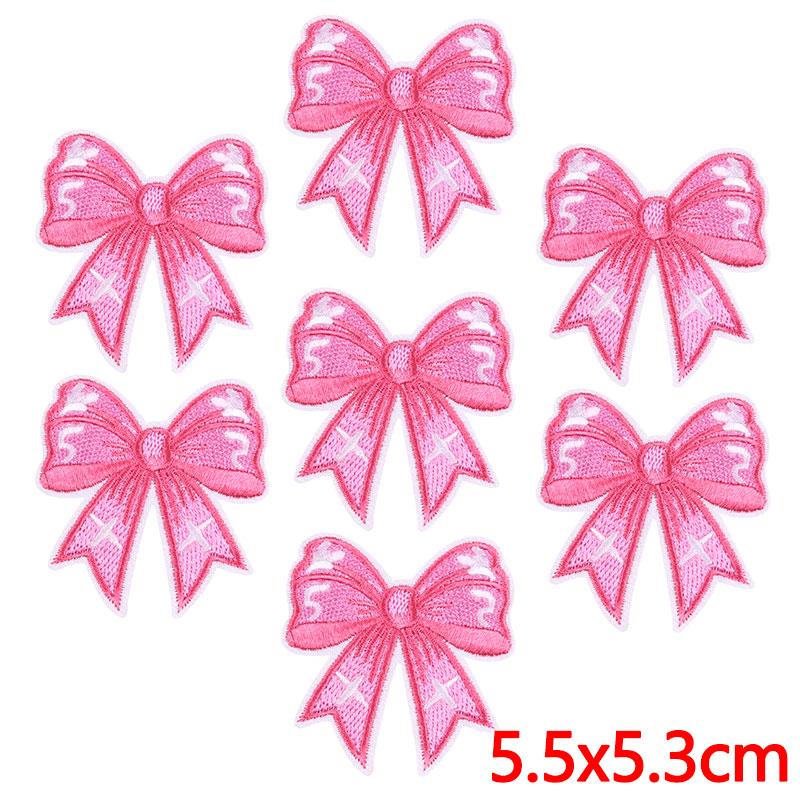 10PCS Wholesale Pink Bow Crown Lips Embroidery Patches For Clothing DIY Thermoadhesive Patches On Clothes Iron On Patch Backpack