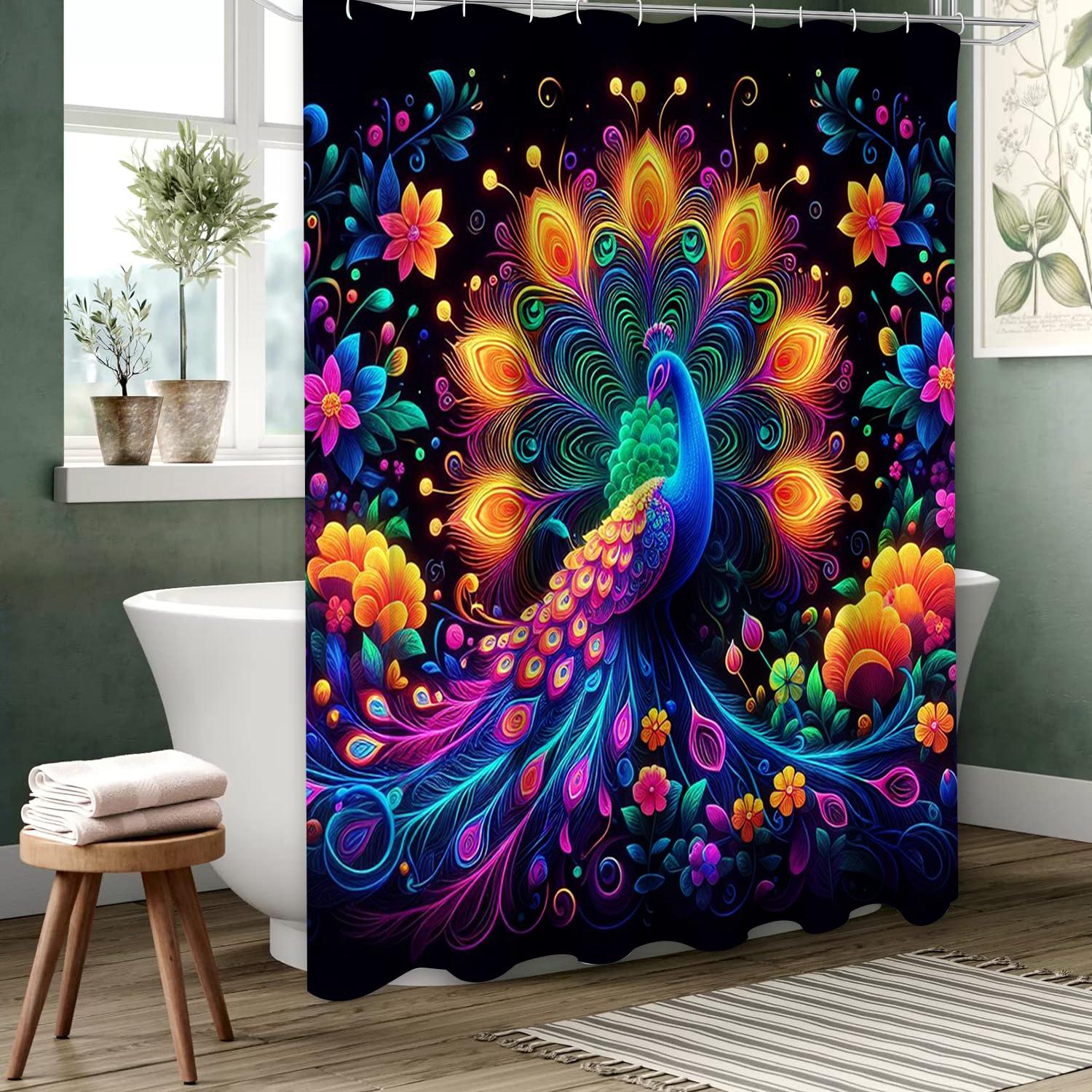 

Peacock Pattern Bathing Curtain Bathroom Shower Curtain Waterproof With 12 Hooks Home Deco Free Ship 180x180cm curtain червоний