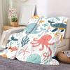 All-Season Soft Polyester Contemporary Ocean Life Cartoon Flannel Fleece Throw Blanket - Lightweight Air Conditioner Nap Sofa Co