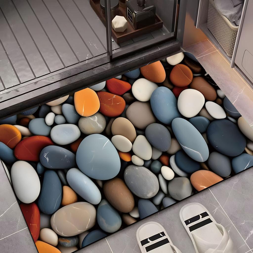 3D Naked Eye Textured Pebble Diatom Mud Floor Mat Bathroom Water Absorbent Anti-slip Quick-drying Foot Mat