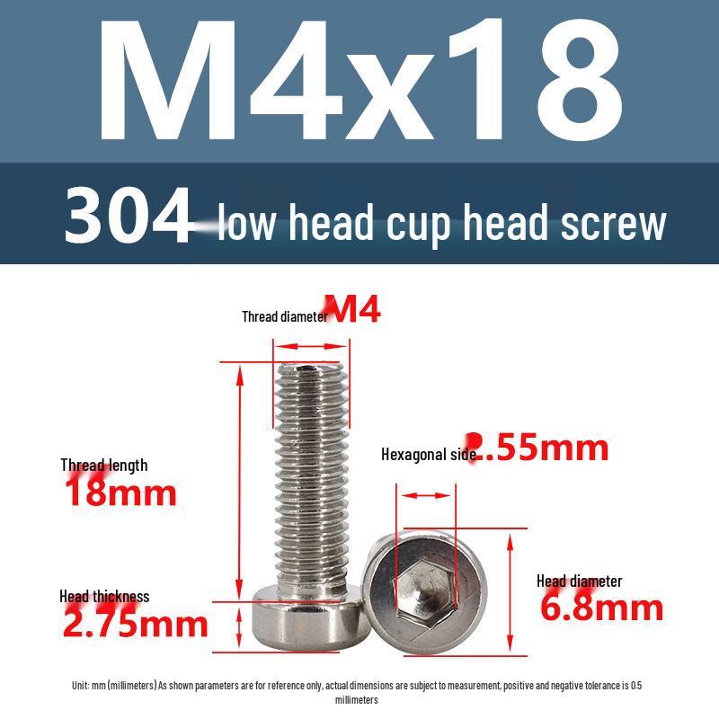 304 Edelstahl Flachkopf Innensechskant Maschinenschrauben M3-M10