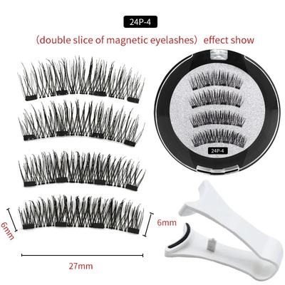 European and American Hot Sale Magnetic False Eyelashes Glue-Free 4 Magnet Eyelashes with Clip Set Reusable Eyelashes