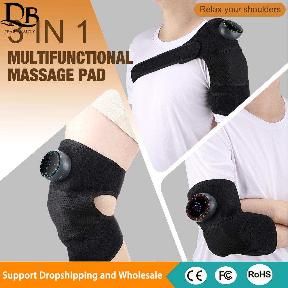 3 in 1 Electric Heating and Vibration Knee Elbow Shoulder Wrap, Mugwort Hot Compress Knee Heated Pads Leg Massager