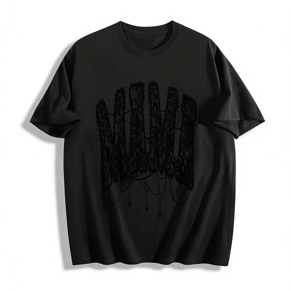 

Halloween Lace MAMA Print Spider Web Casual Top Pure cotton T-shirt XXS