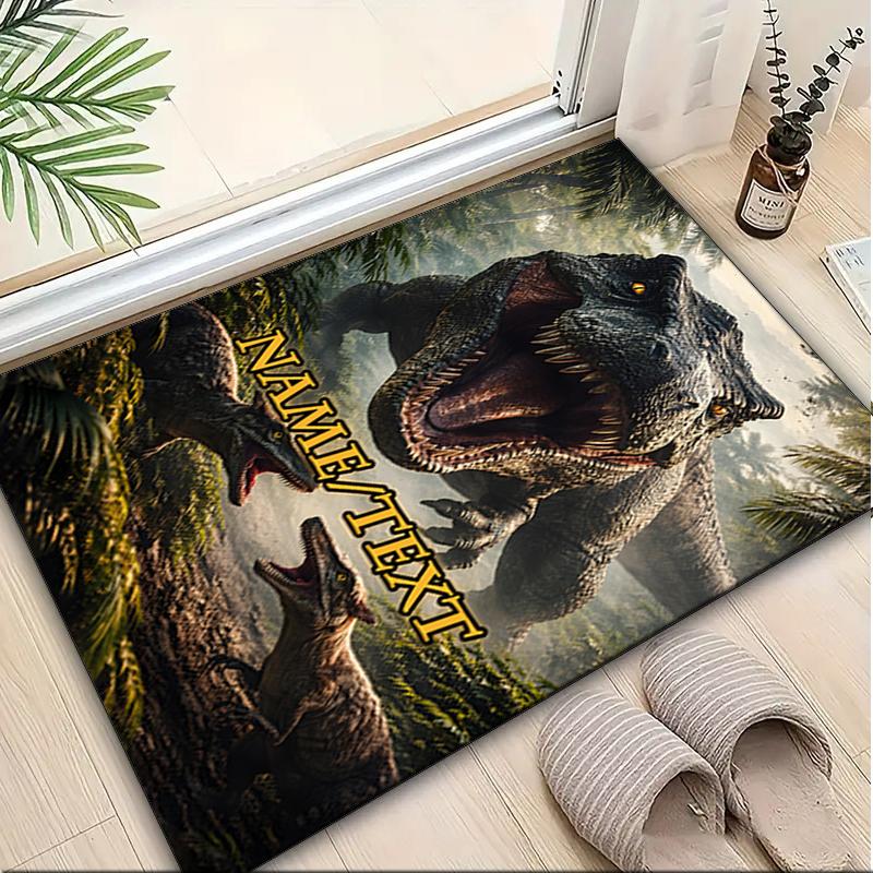 1PC Custom Name Dinosaur Adventure: Prehistoric Power Theme Floor Mat Ideal for Living Room, Game Rooms, Office, Bedroom,Floor Mat Playful Design