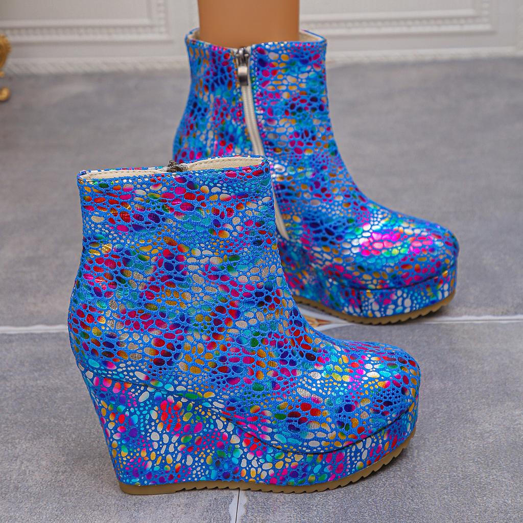 Neue Damen Plateaustiefel mit Keilabsatz, Knielange Nicht Über dem Knie Hohe Absätze Knöchel Kurze Stiefel, Große Größen Mode Damen Schuhwerk