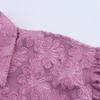 Kaslead New Arrival Women's Clothing Fashion Style Fashion Elegant Texture Cut Flower Lapel Puff Sleeve Shirt