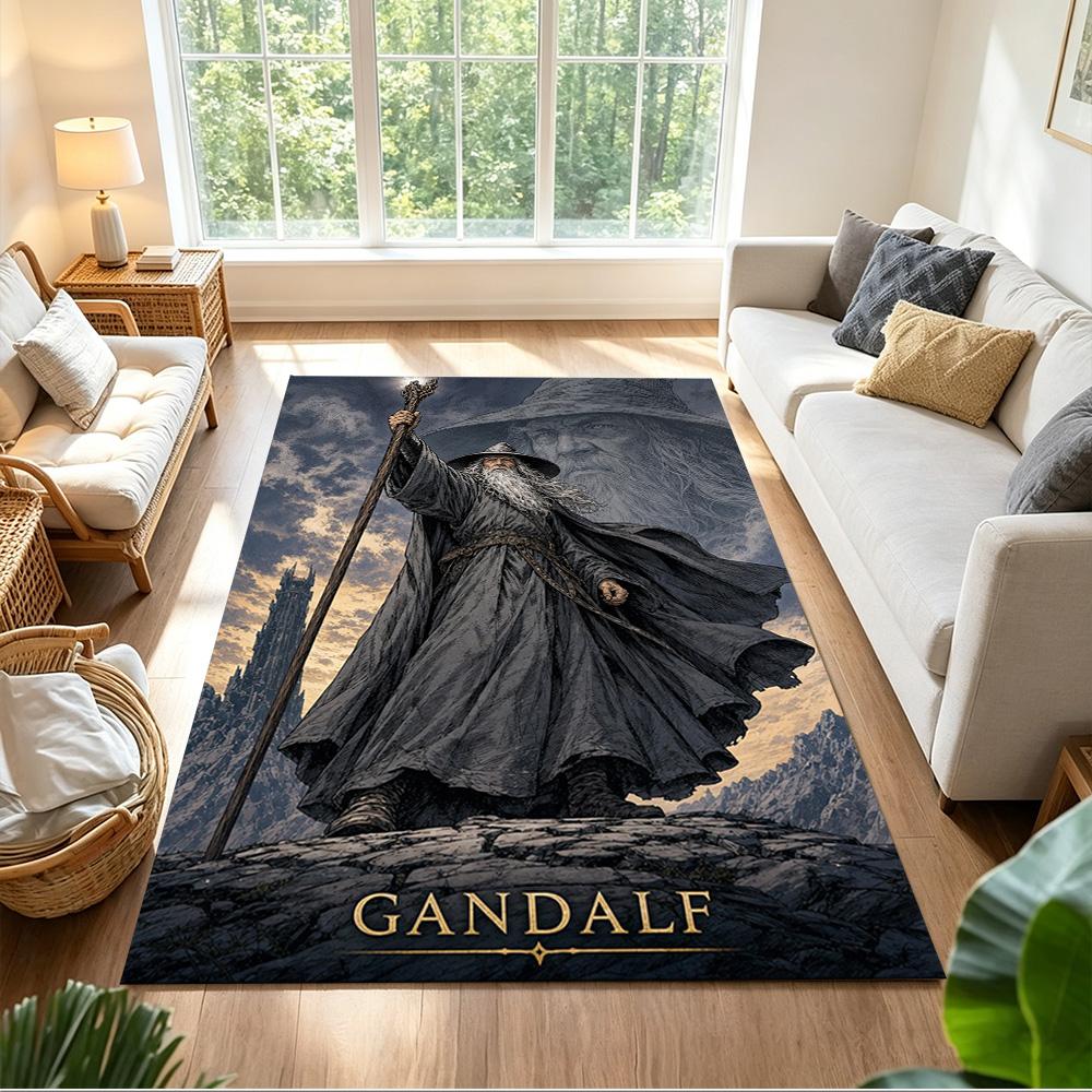 Lord Rings Area Rug Suitable for Entryway Balcony Dormitory Playrooms Anti-slip Rug Anime Office Decor Spiritual Gift