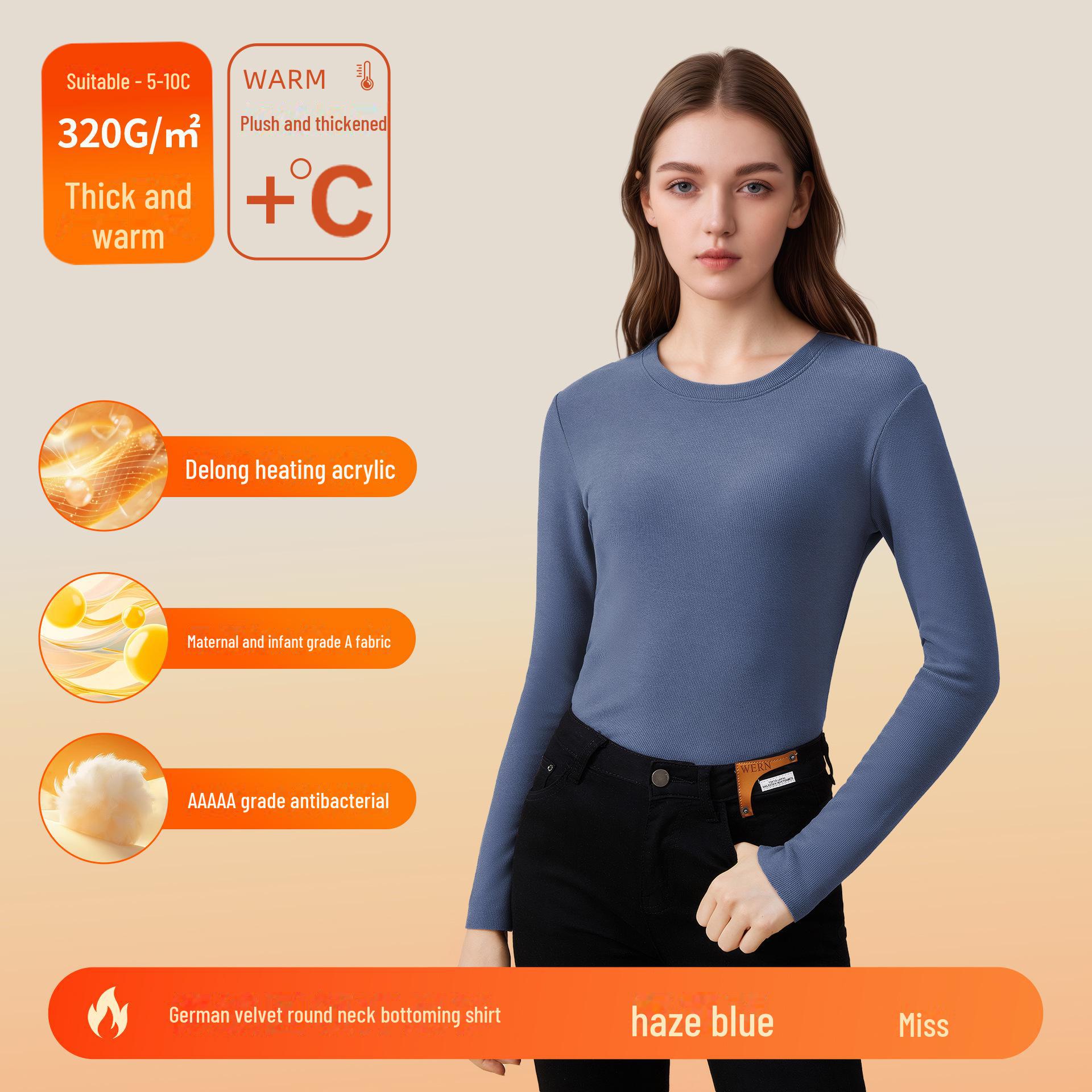 

Women s German Velvet Half-Turtleneck Shirt: Pile Collar, Thermal Innerwear, High-End Base Layer. L (115-135 lbs)