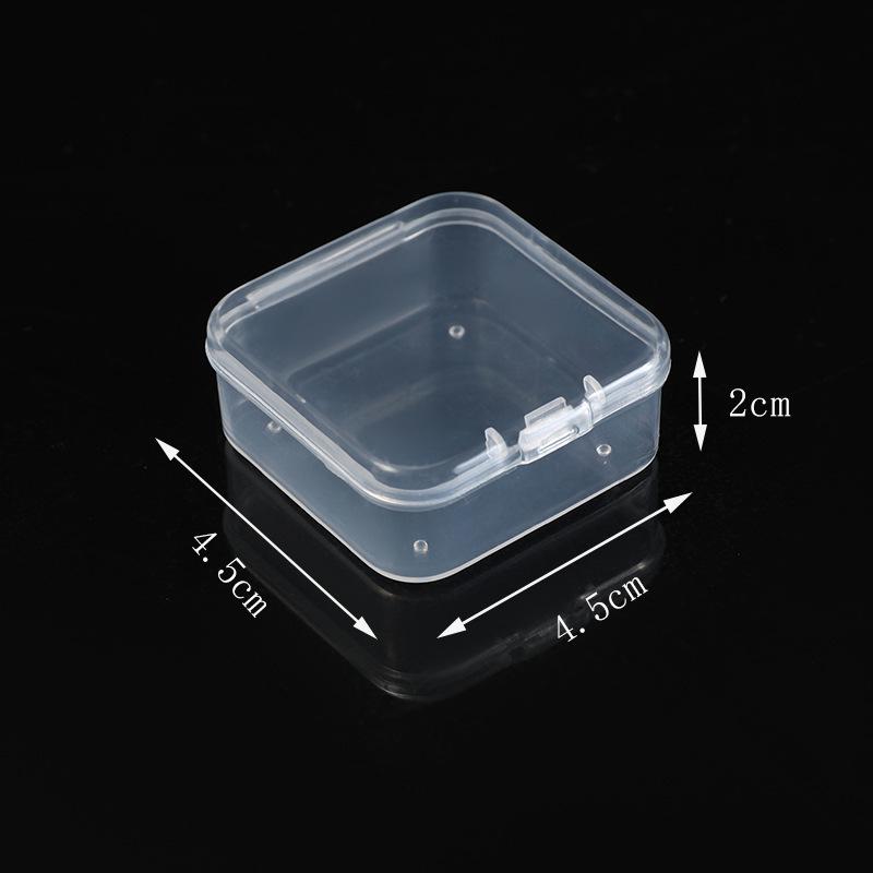 Boîte de rangement carrée en plastique transparent avec couvercle pour petites pièces, perles et bijoux.
