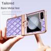 Electroplated Ring Leather Phone Case for Samsung Galaxy Z Flip 7 6 5 4 3 Flip6 Flip5 Flip4 Flip3 5G Shockproof  Holder  Cover