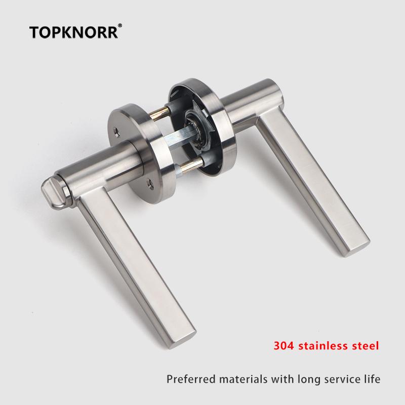 304 Stainless Steel Three-pole Handle Lock Single Tongue Bathroom Interior Door Lock Aisle Fire Door Door Lock With Key