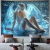 Fantasy Angel Tapestry Fairycore Aesthetic Wall Art Dreamy Bedroom Decor Ethereal Crystal Wings
