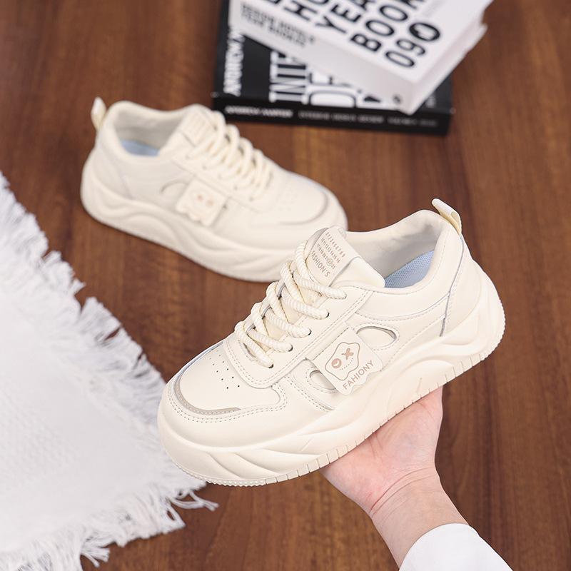 Spring Little White Shoes New Korean Version Ins Female Students Platform Heightening Sports Board Shoes Casual Street Shooting DF-5