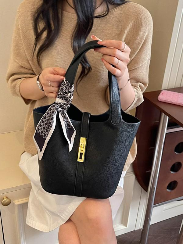 Trendy Cross-Buckle Bucket Bag: Versatile, High-End Fashion Handbag