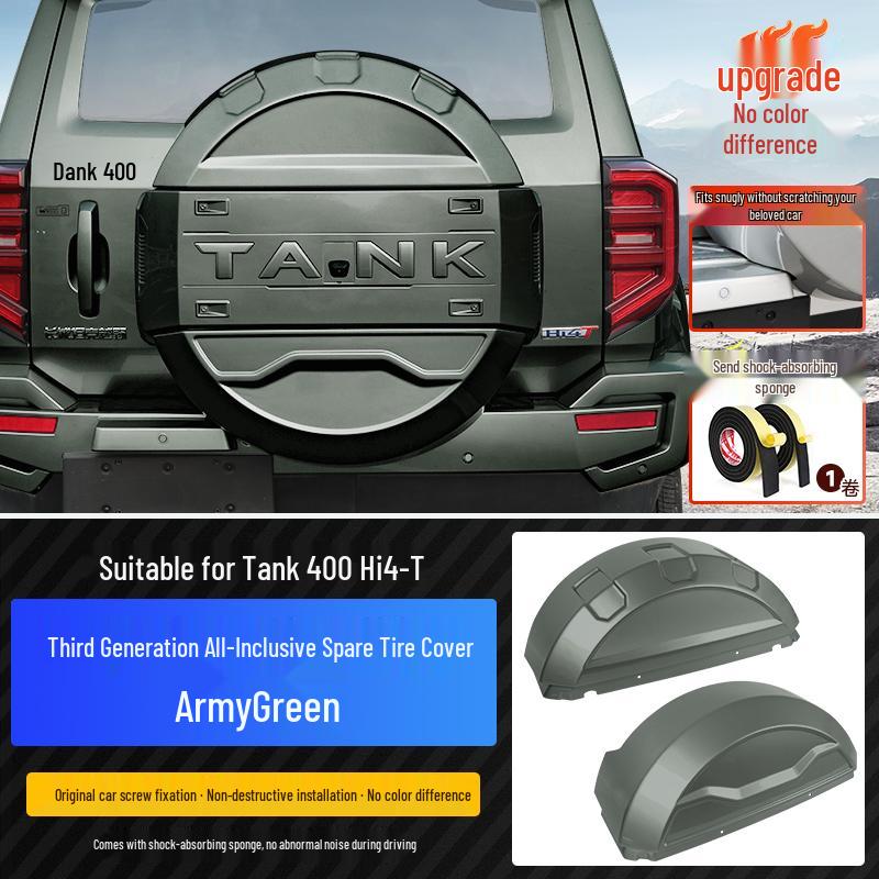 Tank 400 Hi4-T Mecha Spare Tire Cover with Lights - Full Coverage & Original Car Color