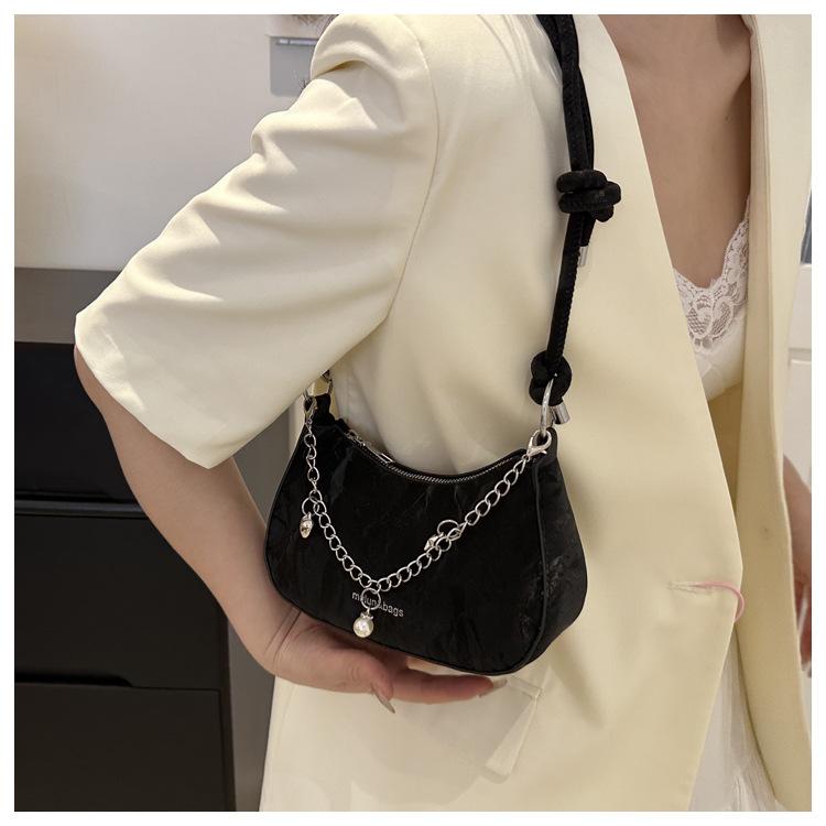Chic Small Shoulder Bag for Women 2026 New Fashion Casual Crossbody Armpit Bag PU Leather Chain Purse KTB