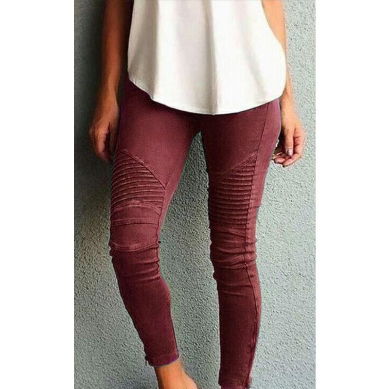 Womens Casual Slim High Elastic Pencil Long Pants Leggings In Vibrant Blue Green And Classic Black