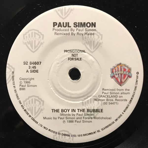 

7inch Record PAUL SIMON The Boy In The Bubble 9284607 Warner Bros. Re 1986 Canada Rock Used