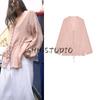 Women's Spring Clothing Gold Decorated Row Button V Neck Long Sleeves A- Line Hem Thin Belt Linen Shirt 2591811