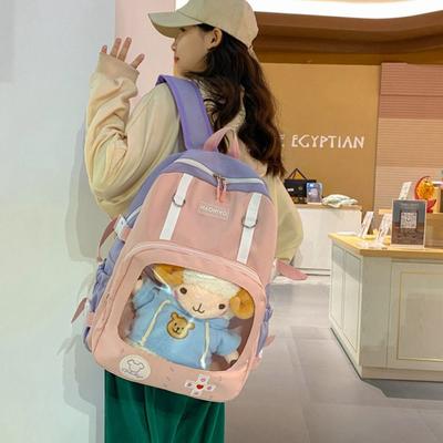 Hochwertiger transparenter Studentenrucksack mit mehreren Taschen, modische Schultasche aus Segeltuch, lässig, doppelte Umhängetaschen für Teenager