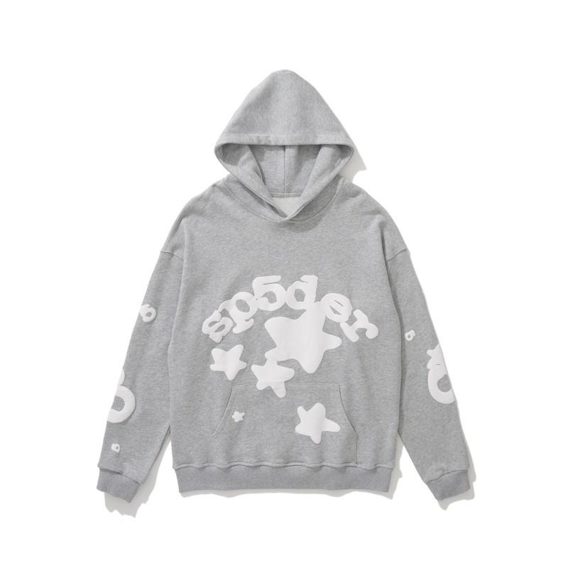 Sp5der 555555 Hoodie Sweatpants Set Rhinestone Spider Web Letter Print Casual Streetwear Youth
