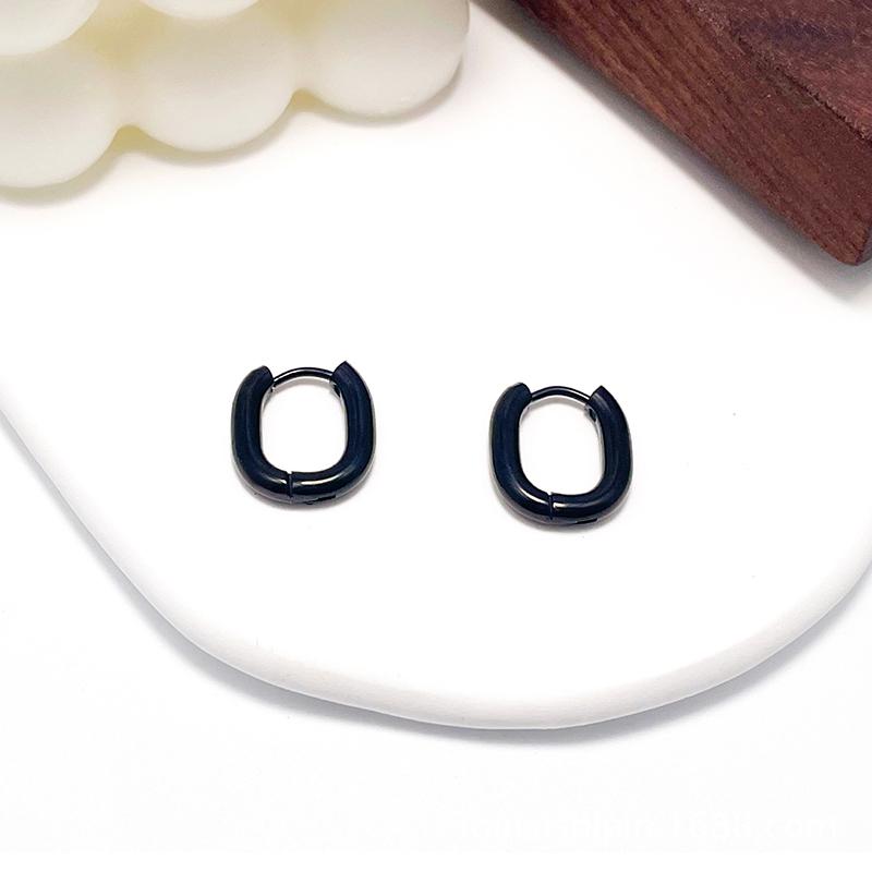 Fashion Stainless Steel Hoop Earrings For Women 4mm Thick U Shape Punk Hip Hop Gold Silver Color Female Jewelry Pendientes Mujer