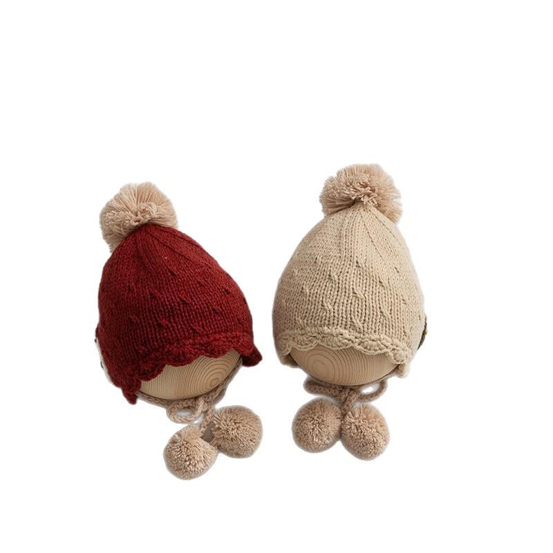 Korean Handmade Little Snowman Winter Baby Hat: Thick, Warm, Windproof Knit with Ear Protection for Children