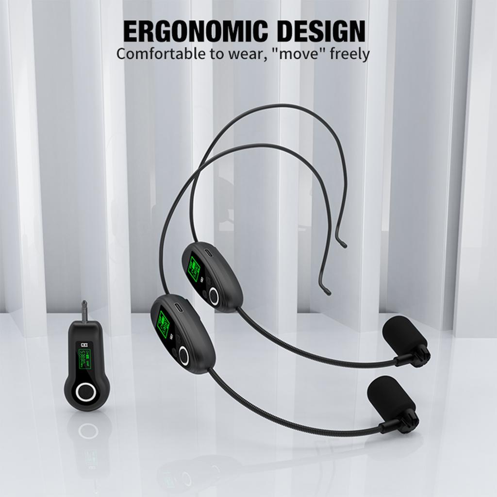 Portable Wireless Microphone System 2.4G Wireless Headset Mics with Receiver Headset Microphones for Amplifier Speaker Teaching
