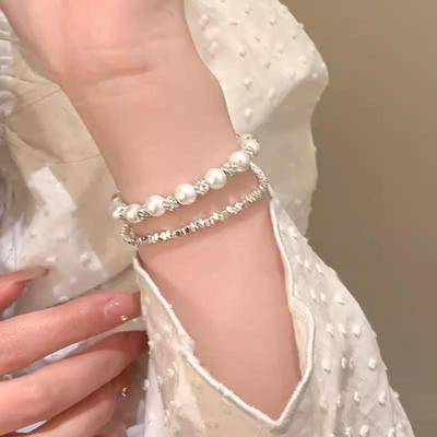 Gypsophila Pearl Silver Beaded Bracelet: Chic & Elegant for Students & Girlfriends