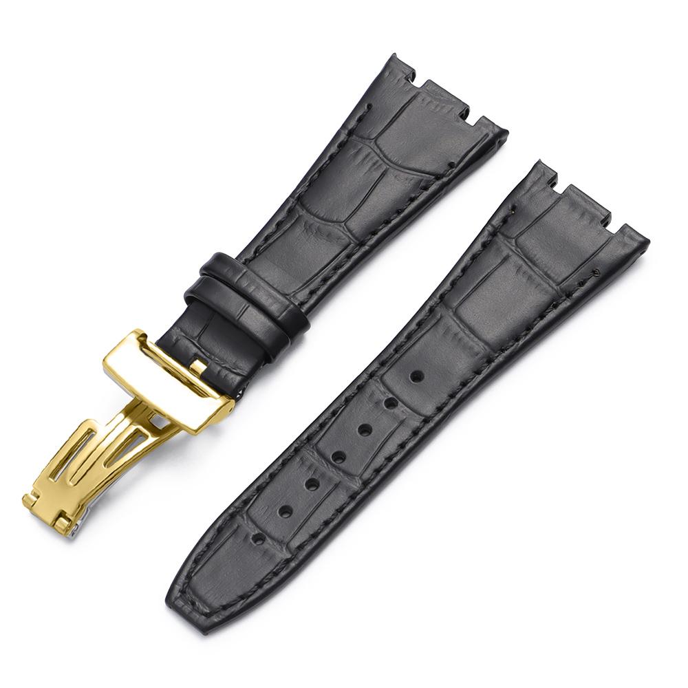 Top Layer Genuine Cowhide Watch Strap for AP Audemars 15400 15703 26320 Royal Oak Offshore Series Men27mm Black Brown Watch Band