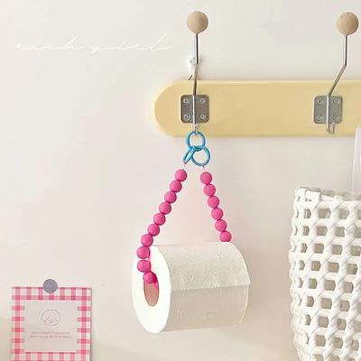 Pink Hanging Beaded Tissue Holder Toilet Paper Holder Phone Chain Multifunctional Decoration Paper Storage Box Home Accessories