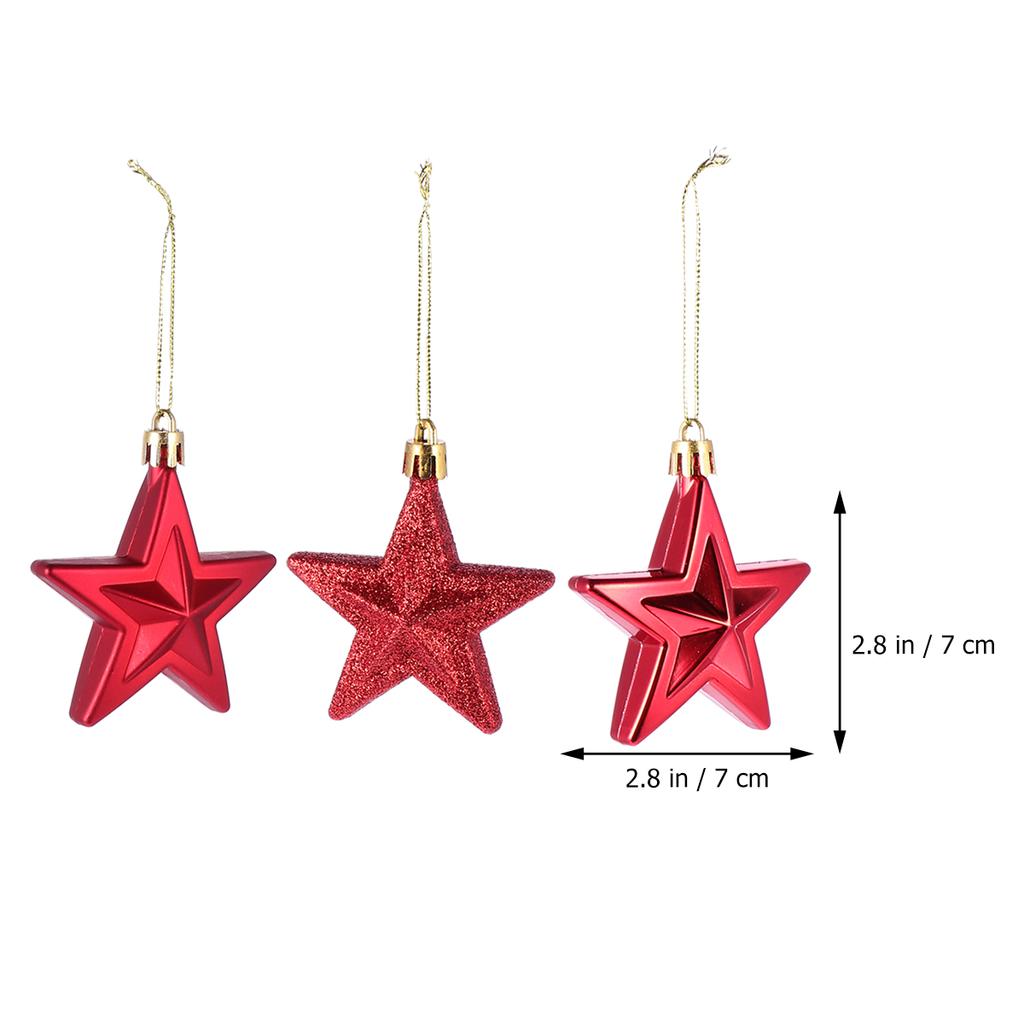 18 Stück Weihnachtsbaumschmuck 7cm Dreidimensionaler Fünfzackiger Stern Weihnachtsbaum Hängeornamente Rot