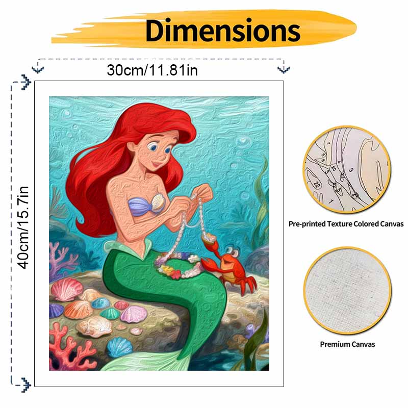 Disney Digital Oil Painting Diy Oil Painting Mermaid Ocean Coral Hand Painting Living Room Bedroom Decoration Painting