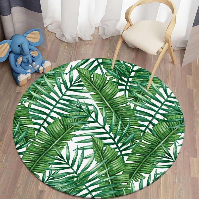 Covor circular verde tropical Kawaii imprimat acasă sufragerie dormitor bucătărie baie decor podea covor anti-alunecare