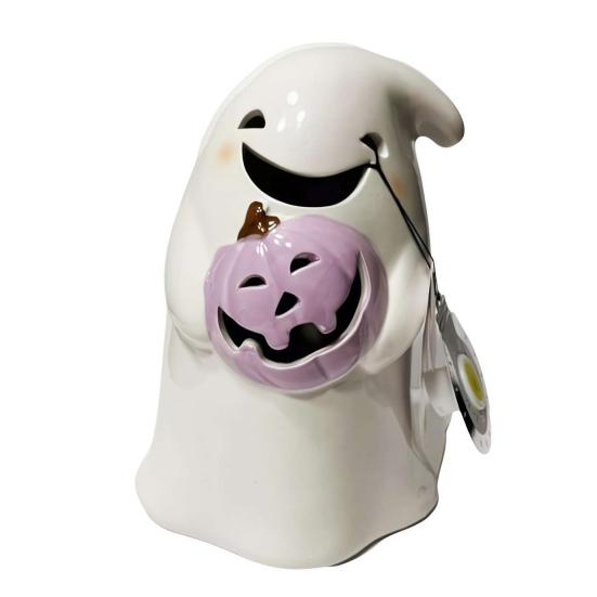 Halloween Ghost Ornaments Cute Ghost Cat Pumpkin Sculpture Spooky Resin Home Decor Desktop Figurine for Indoor Outdoor Display