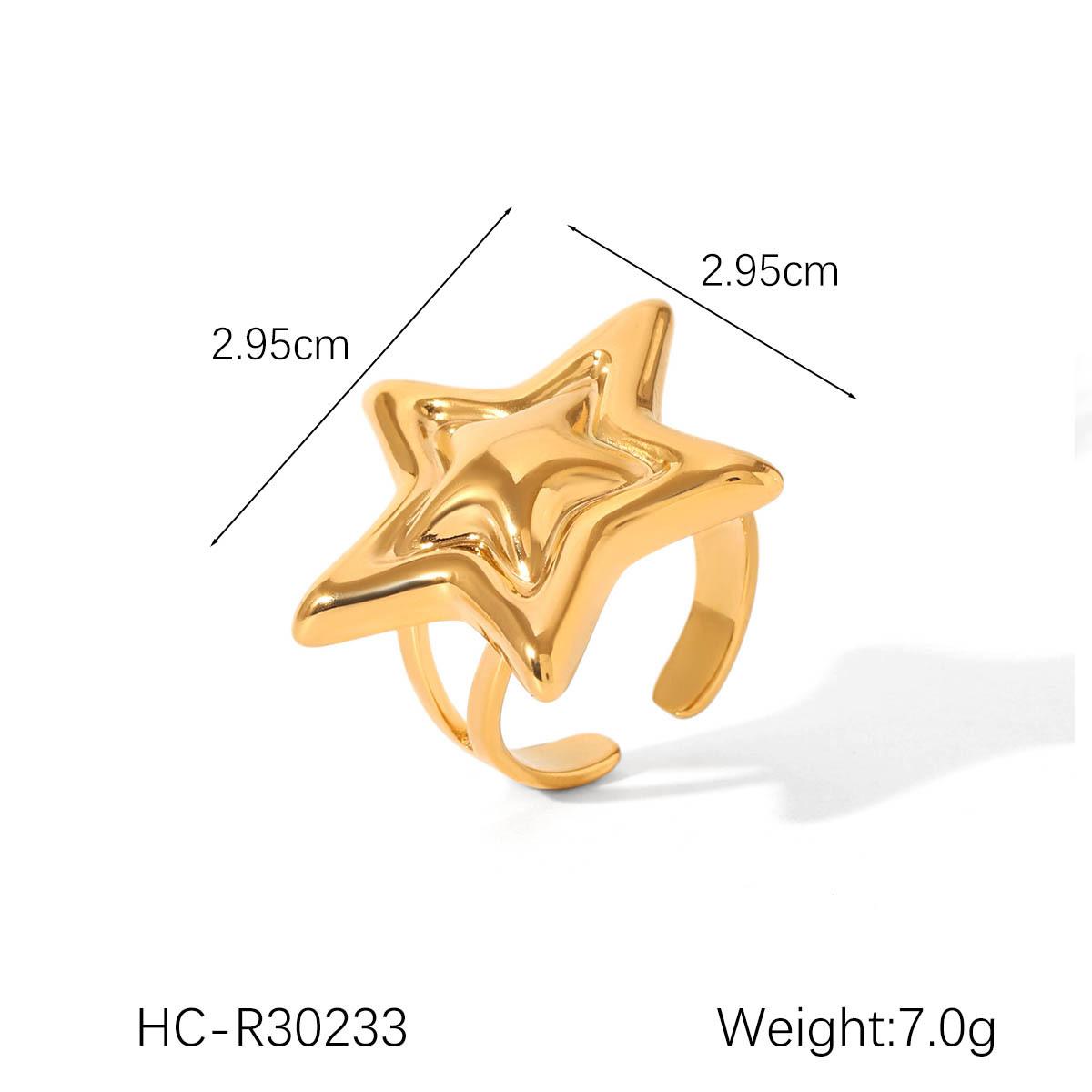 Euro-American Ins style ocean wind stainless steel starfish open ring, non-fading titanium steel five-pointed star ring