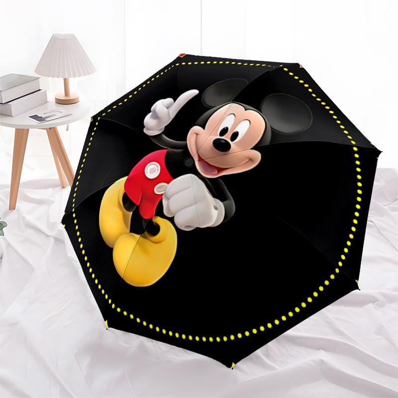 1pc Mickey Mouse Automatic Folding Umbrella - Portable Collapsible Design, 8-Rib Iron Frame yy251209106