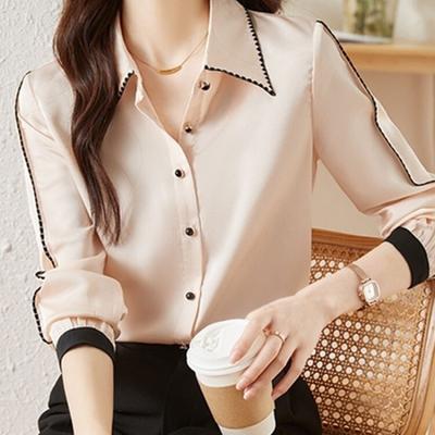 Camisa blanca de gasa para primavera y otoño, camisa de manga larga con diseño de nicho para oficina, camisas formales de temperamento elegante