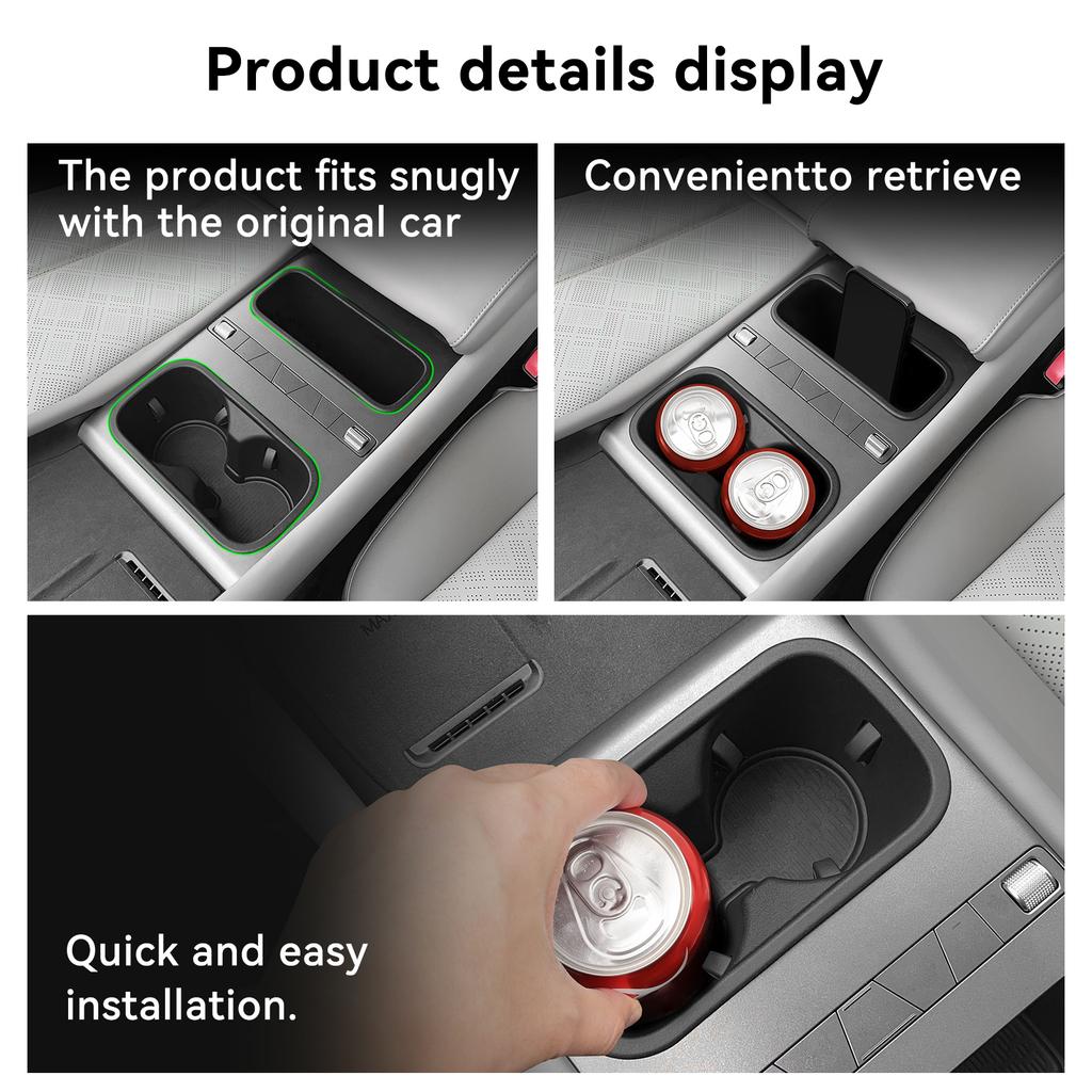 For BYD ATTO3 ATTO 3 YUAN PLUS 2026 2026 Center Water Cup Holder Storage Box Shock-Absorbing Car Accessories Black 2Pcs