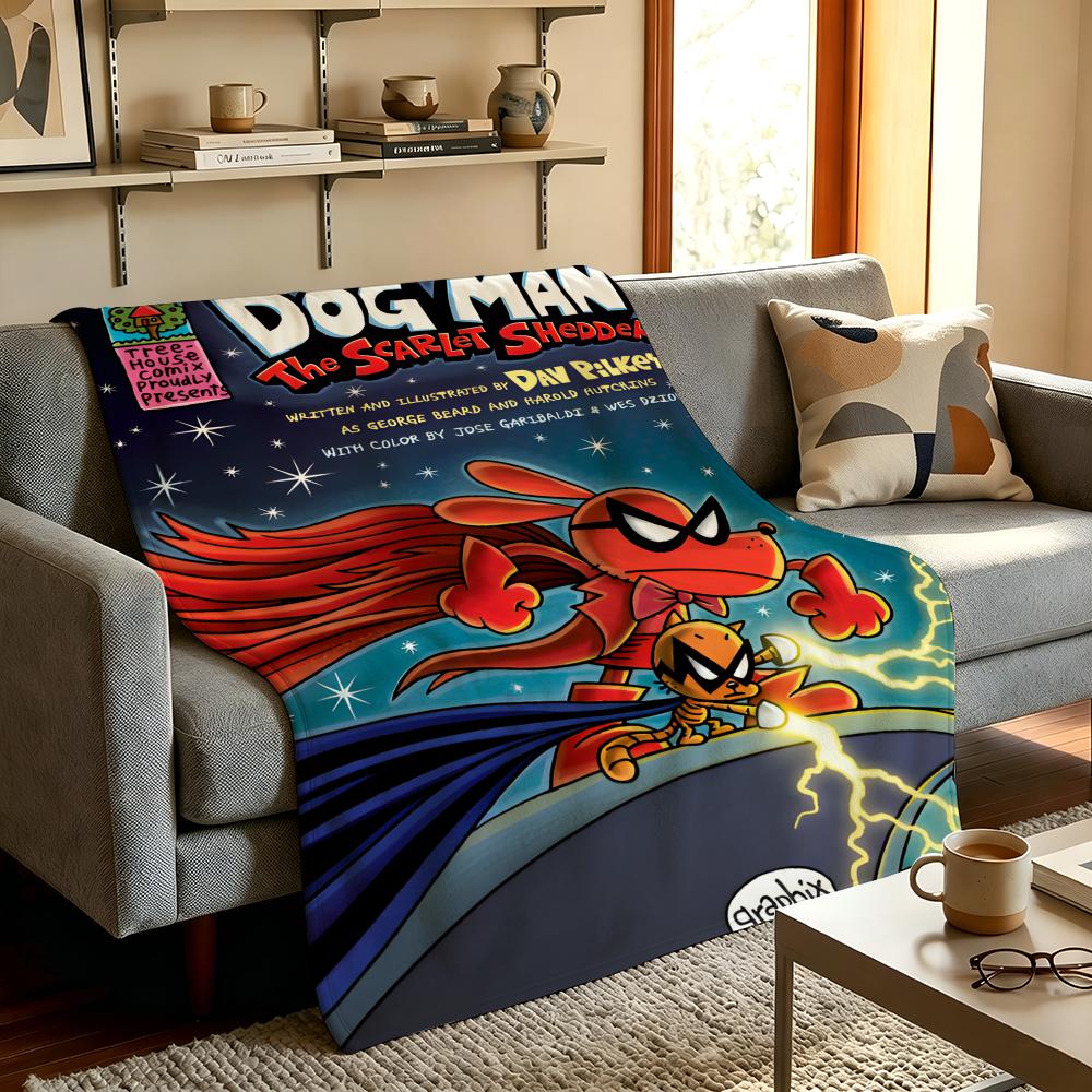 Cartoon D-Dog M-Man Throw High-Density Short Plush Blanket Soft Skin-Friendly For Sofa Nap Air-Conditioned Room
